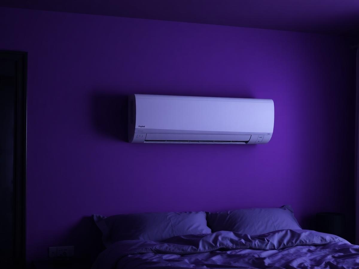 Airconditioning in sfeervol paars licht